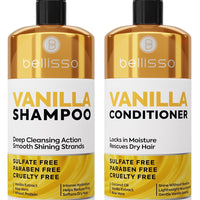 Vanilla Shampoo and Conditioner Set - Sulfate Free and Paraben Free - Deep Moisturizing Hair Care for Women and Men - All Hair Types - Hydrating, Salon Repair - 16 Fl Oz (Set of 2)