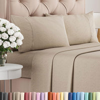 Cal King Size 4 Piece Sheet Set - Breathable & Cooling - Heathered Beige