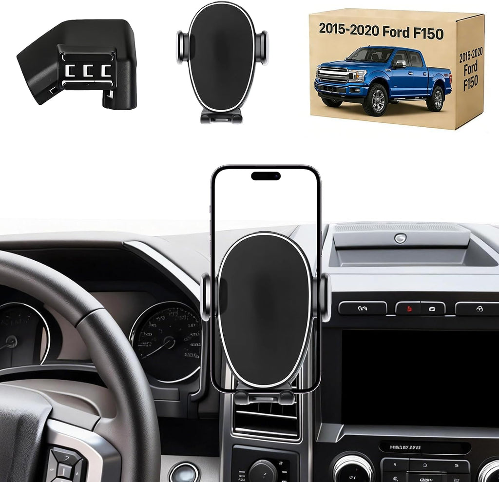 Phone Mount for Ford F150 (2015-2020) / F250 F350 F450 (2017-2021), 360° Adjustable Dashboard Phone Holder, Hands-Free Car Smartphone Mount for iPhone, Google & Android, Cellphone Cradle, Car Gifts