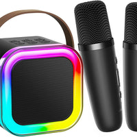Kinglucky Mini Karaoke Machine for Kids, Top Birthday Gift Pick for Girls Ages 3, 4, 5, 6, 7, 8, 9, 10, 11, 12 Years Old, Kids' Personal Video Players Accessories with 2 Mics Singing Present Toy Black