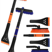 34" Extendable Ice Scrapers for Car Windshield 2-in-1 Snow Brush for Car Snow Scraper for Car Snow Scraper and Drush with Ergonomic Foam Grip for Cars, Trucks, SUVs with 360° Pivoting Brush Head Blue