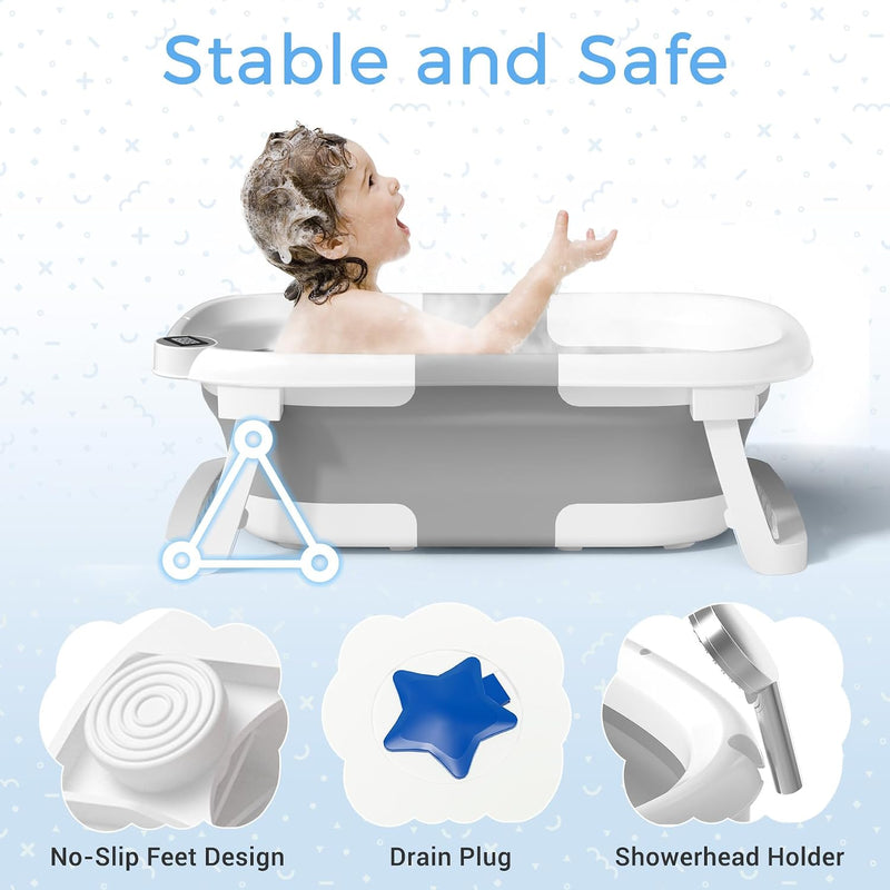 BUNWAG Classic Bañera Plegable para Bebé 0 a 12 Meses con Cojín Suave
