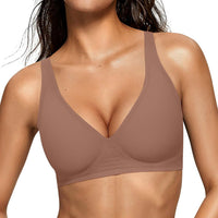 OEAK Womens Jelly Bras Wireless Deep V Comfy Push Up Tshirt Bras COF M+