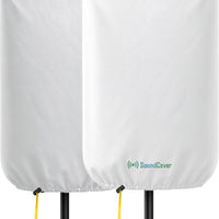 SoundCover Professional Grade 600D Protective Cover for Stand Mounted 12" PA/DJ Powered Speaker - White - Includes a 420D Storage Bag and reinforced yellow Paracord 700 draw cord