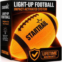 TOMLEON Glow in The Dark Football | Ultra-Bright Double LED Light-Up Football Size 6 with 3 Extra Batteries and Pump for Kids & Teens Ages 6+ | Outdoor Fun for Evening Play, Camping & Beach Games