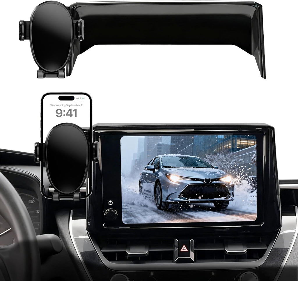 Phone Mount for Toyota Corolla (2019-2026, 8" Screen ONLY) / Corolla Hatchback (19-26) / Corolla Cross (2022-2026), Adjustable Dashboard Car Mount, Mobile Holder, 360° & Hands Free, with Storage Box