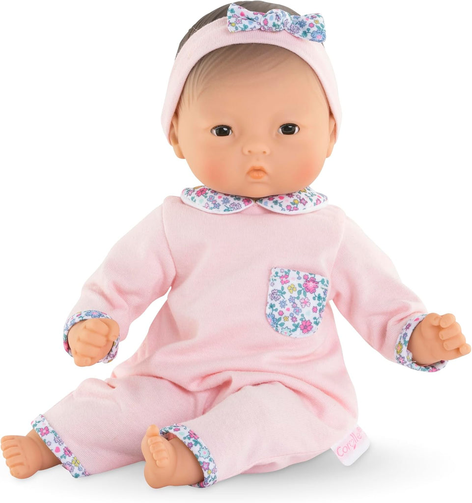 Corolle Bébé Calin Mila - 12" Soft Boy Baby Doll with Vanilla Scent, Pink Outfit & Sleeping Eyes for Girls Ages 18 Months+, Cute Reborn Realistic Baby Dolls for 2 Year Old Girls