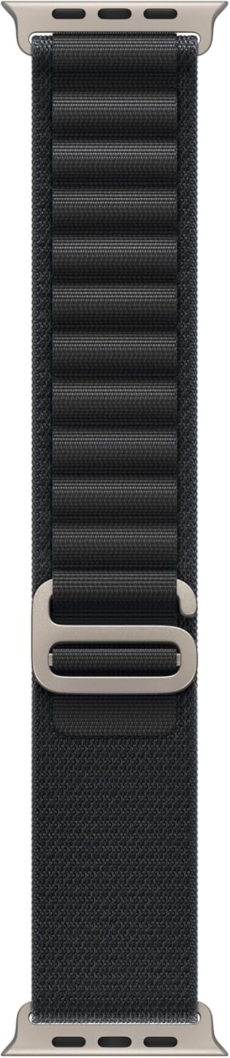 Apple Watch Band - Alpine Loop - 49mm - Black - Large - Natural Titanium Finish