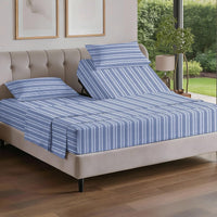 Flex Top Split Head King 4 Piece Sheet Set - Soft & Cooling - Blue Stripes