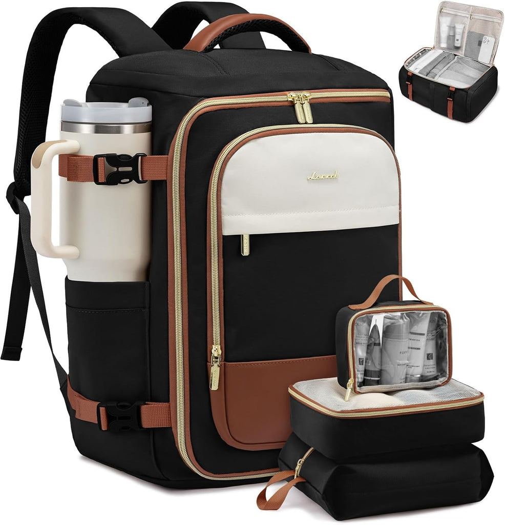 LOVEVOOK 40L Travel Backpack Carry on Flight Approved,Personal Item Bag with 3 Packing Cubes,Travel Backpack Bag for Women Fits 17 Inch Laptop,Water-resistant Carry On Backpack for Airplanes