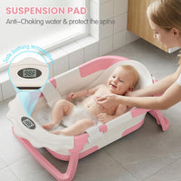 TPN Grow-with-Me 4 en 1 Bañera Plegable con Cojín y Termómetro Rosada