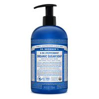 Dr. Bronner's - Organic Sugar Soap (Peppermint, 24 Ounce) - Made with Organic Oils, Sugar & Shikakai Powder, 4-in-1 Uses: Hands, Body, Face & Hair, Cleanses, Moisturizes & Nourishes, Vegan