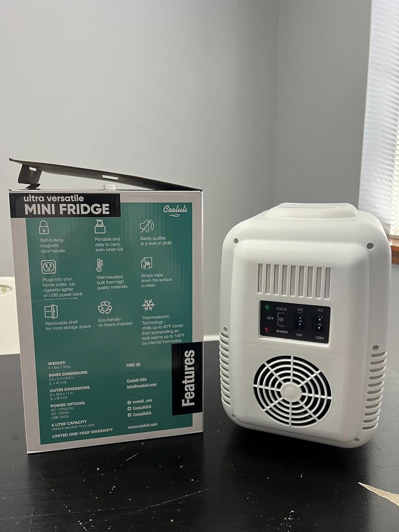 Cooluli store Cooluli Mini Electric Refrigerator, Cooler and Warmer (4 Liters/6 Cans)