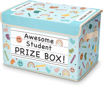 Weysat Retro Doodle Classroom Treasure Chest Box for Kid Prize with Lid