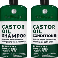 Castor Oil Shampoo and Conditioner Set - Thickening Products for Thinning Hair Women and Men - Sulfate Free Formula - Hydrating, Volumizing and Moisturizing for Dry Hair - Volume Boosting, Color Safe