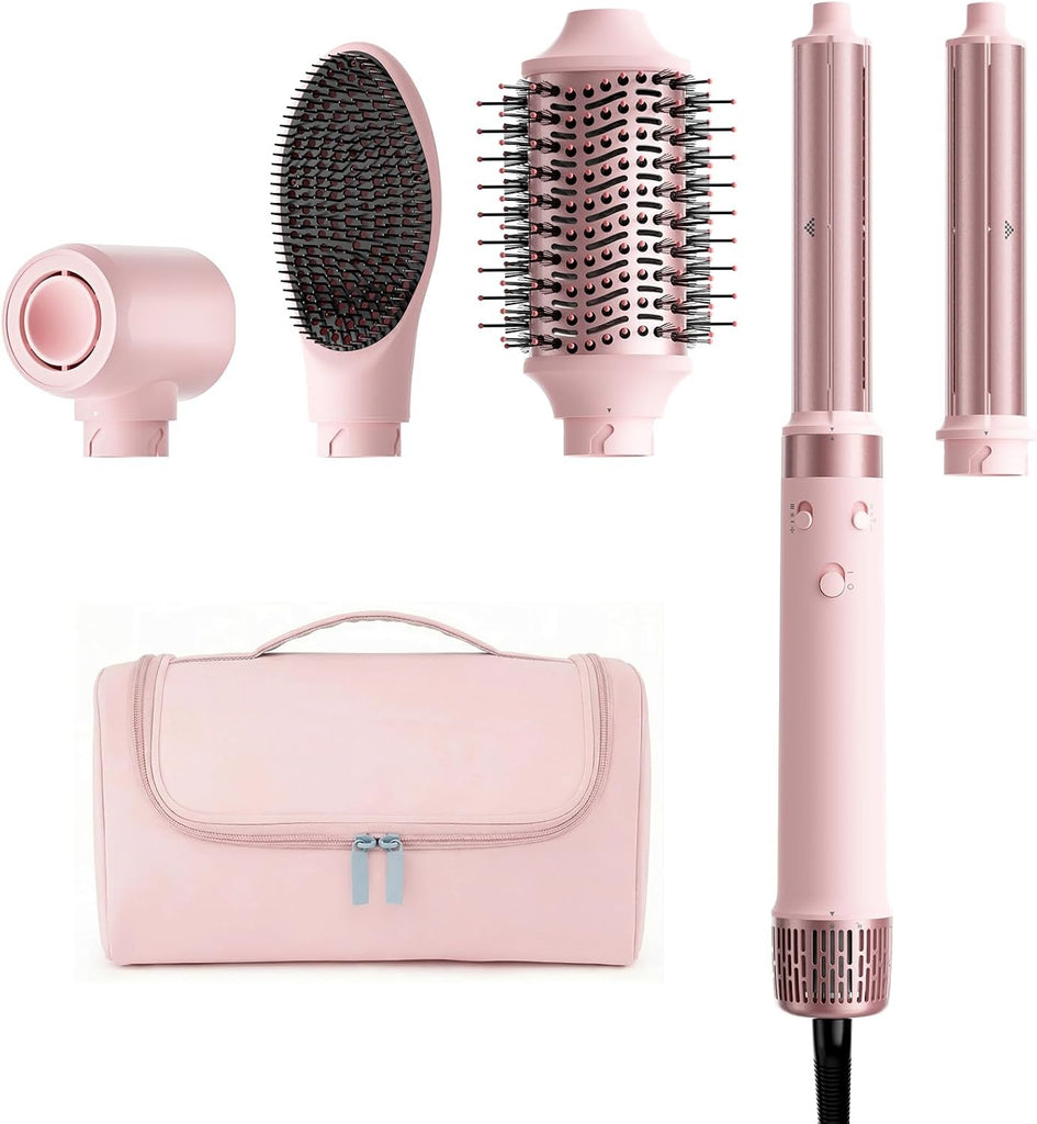 MESCOMB 5-in-1 Dual Voltage Hair Dryer Brush for Travel with Storage Bag