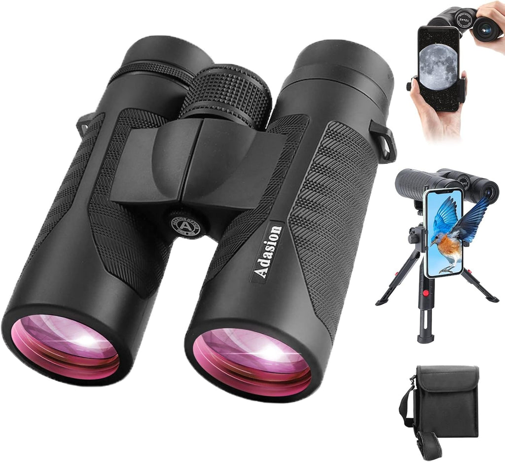 12x42 Binoculars for Adults High Powered with Phone Adapter & Tripod