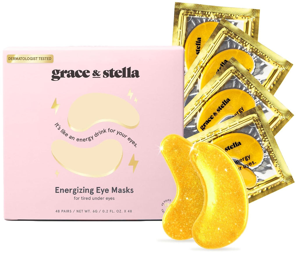 grace & stella Award Winning Under Eye Mask - Birthday Gifts for Women - Gel Eye Patches for Dark Circles, Puffy Eyes, Wrinkles, Undereye Bags - Gifts for Teen Girls - Vegan (48 Pairs, Gold)