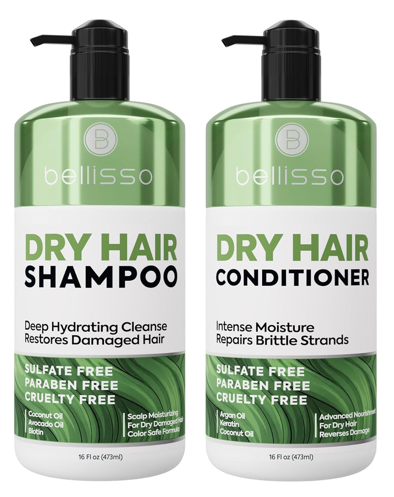 Dry Hair Shampoo and Conditioner Set - Sulfate Free Moisturizing Treatment for Damaged Hair - Zero Paraben Formula, Deep Hydrating Salon Grade for Women and Men - 16 Fl Oz (Set of 2)