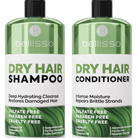 Dry Hair Shampoo and Conditioner Set - Sulfate Free Moisturizing Treatment for Damaged Hair - Zero Paraben Formula, Deep Hydrating Salon Grade for Women and Men - 16 Fl Oz (Set of 2)