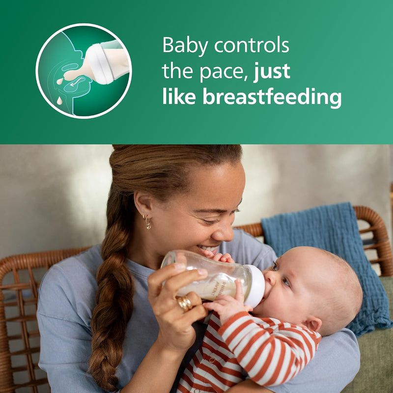 Philips Avent Natural Biberón de Vidrio 8 oz Flujo Medio Sin BPA
