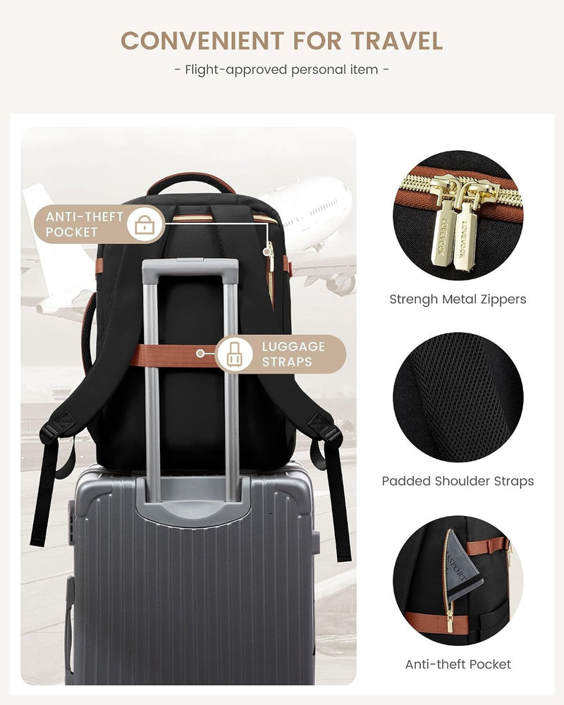LOVEVOOK 40L Travel Backpack Carry on Flight Approved,Personal Item Bag with 3 Packing Cubes,Travel Backpack Bag for Women Fits 17 Inch Laptop,Water-resistant Carry On Backpack for Airplanes