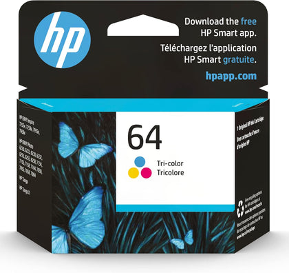 HP 64 Tri-Color Ink Cartridge | Works with Envy Inspire 7950e; Envy Photo 6200, 7100, 7800; Tango Series | Eligible for