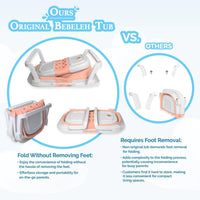 BEBELEH Bañera Plegable para Bebé con Termómetro y Doble Hamaca Rosada