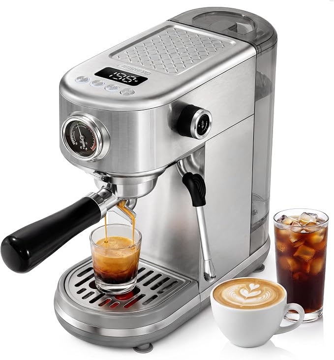 HIBREW H10B Programmable Espresso Machine with LED Display & Pressure Gauge