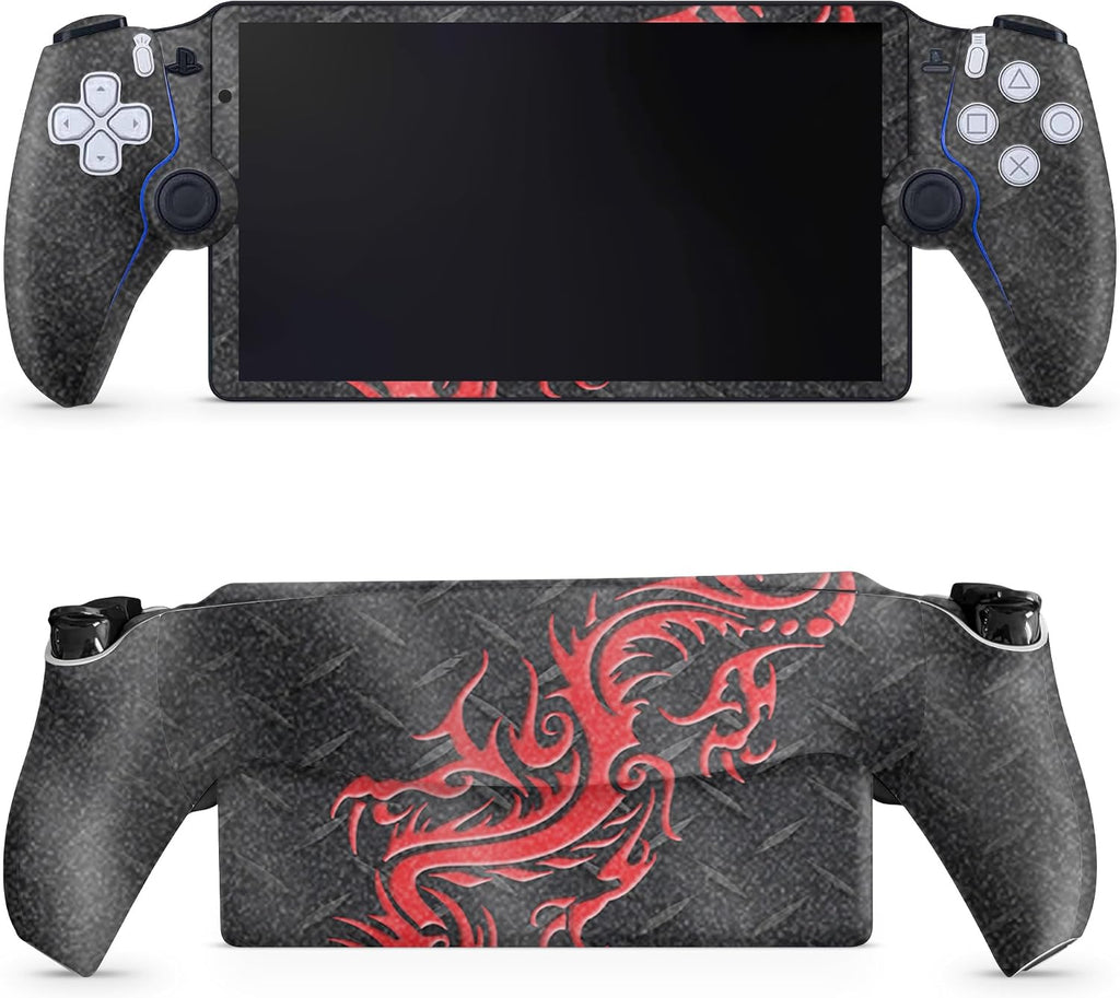 Glossy Glitter Gaming Skin Compatible with PS5 Portal Remote Player - Red Dragon - Premium 3M Vinyl Protective Wrap Decal Cover - Easy to Apply | Crafted in The USA by MightySkins