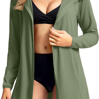 SANTINY Women's UPF50+ Swim Cover Up Sun Protection Hoodie Long UV Jacket SPF Lightweight Swimsuit Beach Cover Ups for Women (Olive_S)