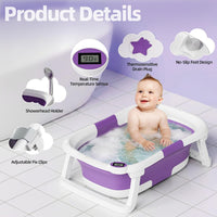 iBabyMax Bañera Plegable para Bebé con Termómetro 0 a 36 Meses Morada