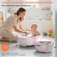 Spluvvly Bañera Plegable Grande para Bebé con Termómetro y Cojín Rosada