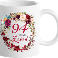 Choinn 1932 94th Birthday Gifts for Women, Birthday Gifts for Women Turning 94 years old, 94th Bday Gifts Ideas, Mothers Day Christmas Gifts for Mom, Grandma, Aunt, Wife, Sister, 94 Years Loved Mug