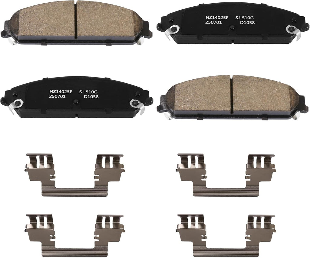 HECHENQICHE D1058 Front Ceramic Brake Pads Kit Fit For Chrysler 300 2005-2023, For 200 2013-2014, For Dodge Charger 2006-2023, For Magnum 2005-2008, For Challenger 2009-2022, For Charger 2006-23