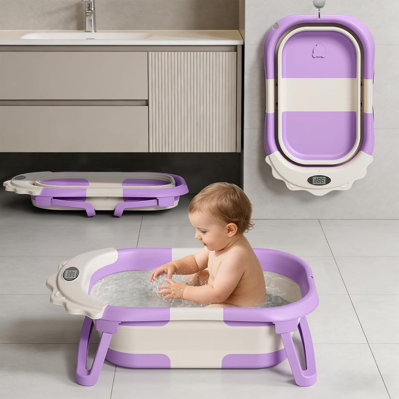 TPN Little Lion Bañera Plegable con Monitor de Temperatura y Cojín Lavanda