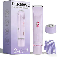Dermave Bikini Shaver - Cordless Electric Wet & Dry Dual-Head Shaver, Washable, Ceramic Blades, USB Rechargeable, Travel Portable Design (Purple)