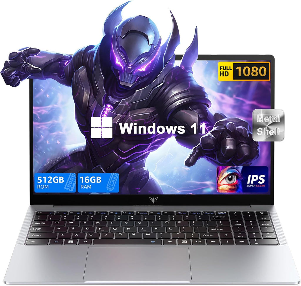 KAIGERR Laptop, 2026 New Laptop Computer with Intel Quad-Core Processor(Up to 3.4GHz), 16GB RAM 512GB NVMe SSD, 15.6" FHD Display, Windοws 11/Student/Business Laptop, HDMI, USB3.2, Long Battery Life