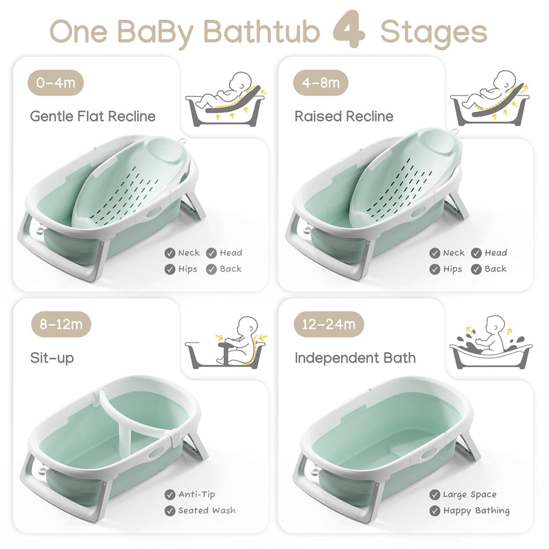 CheerTry Bañera Plegable 4 en 1 para Bebé 0 a 24 Meses