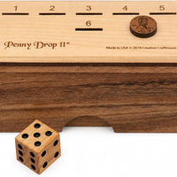 Penny Drop II Wooden Dice Game – Handmade Family Game with Maple Wood Lid
