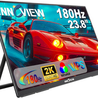 2K 180Hz Portable Gaming Monitor, 23.8" 2560x1440 QHD Fast IPS ∆E<2 100% sRGB Portable Monitor w/180° Adjustable Stand Type-C HDMI Eye Care External Second Screen for Laptop Phone PS4 PS5 Switch Xbox