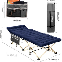 ARAER Camping Cot, 450LBS(Max Load), Portable Folding Outdoor Bed with Carry Bag