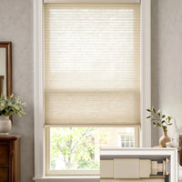 LazBlinds No Drill Light Filtering Cellular Shades, 28" W x 48" H, Beige