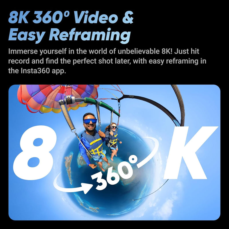 Insta360 X4 Standard Bundle — Cámara de acción 360 8K resistente al agua