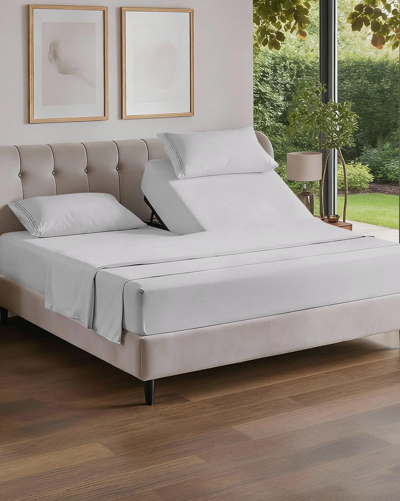 Flex Top Split Head King 4 Piece Sheet Set - Soft & Cooling - French Grey