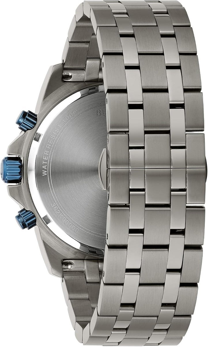Bulova Men's Marine Star 'Series A' Gray IP Stainless Steel with Blue Accents Chronograph Quartz Watch, 4mm Style: 98B411