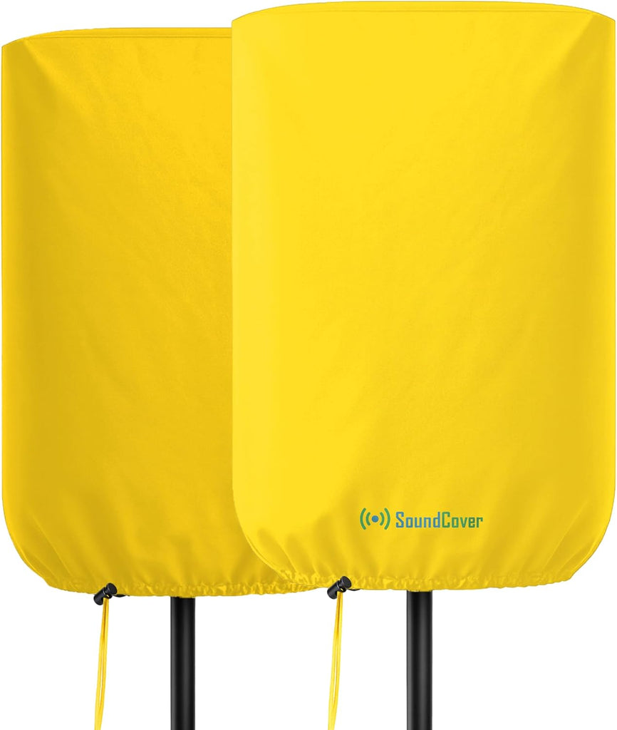 SoundCover Professional Grade 600D Protective Cover for Stand Mounted 10" PA/DJ Powered Speaker - Yellow - Includes a 420D Storage Bag and reinforced yellow Paracord 700 draw cord
