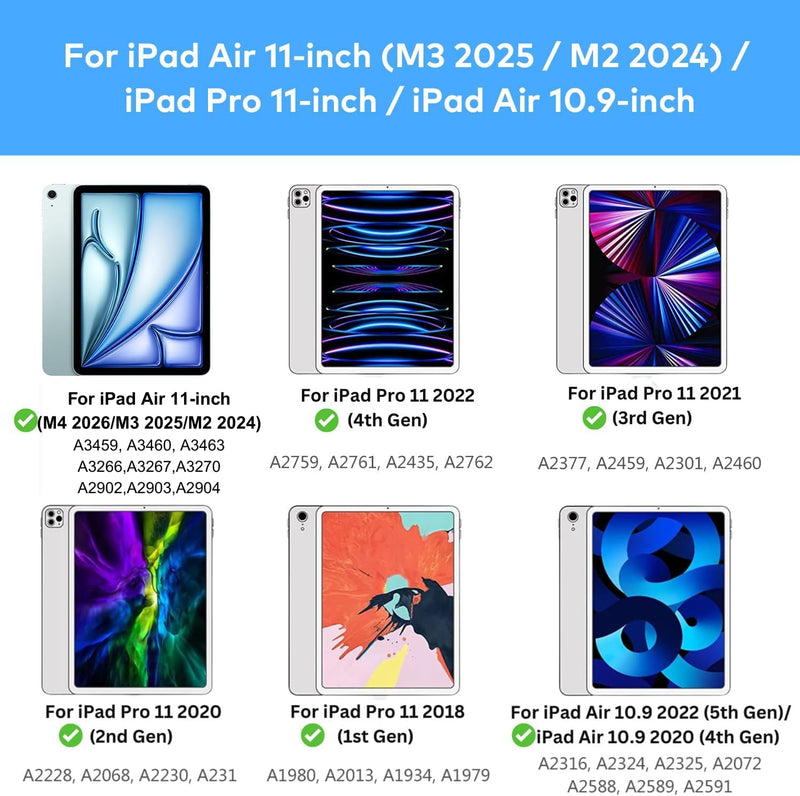 Funda con Teclado runelk para iPad Air 11" (M4/M3/M2) y Pro 11" - Blanco