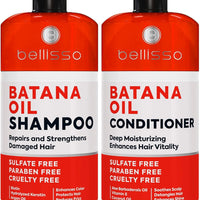 Batana Oil Shampoo and Conditioner Set - Thickening Hair Products for Women and Men - For Strengthening and Volumizing Fine and Thinning Hair - Sulfate Free with Biotin and Keratin for a Fuller Look
