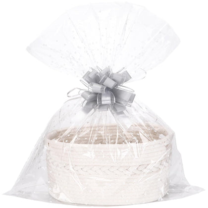 Sea Team Woven Cotton Rope Gift Basket with Gift Bags & Ribbons, Empty Storage Basket, Baby Shower Present, Pet Gift or